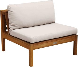 Oviala Sillón de jardín bajo de madera de eucalipto crema