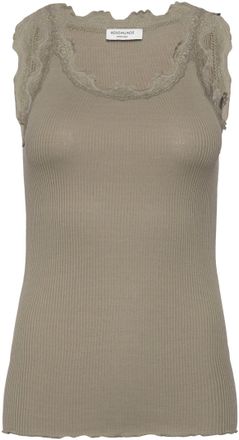Rosemunde Tanktop ROSEMUNDE Babette Silk Top, Damen, Gr. XXL, gr&uuml;n (khaki), Feinripp, Obermaterial: 70% Seide, 30% Baumwolle, k&ouml;rpernah h&uuml;ftlang, tiefer Rundhal