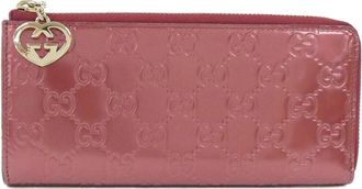 Gucci Red Color Leather Long Wallet (Bi-Fold) (Pre-Owned)
