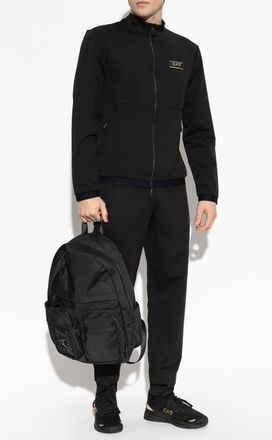 Emporio Armani Zip-up Sweatshirt With Logo, Mens, Black
