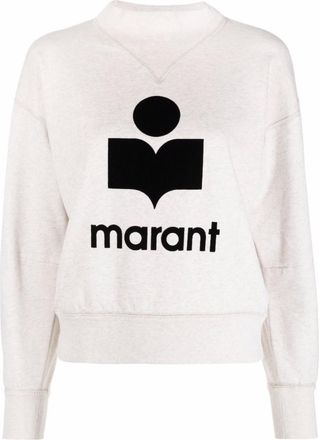Isabel Marant Natural Flocked-logo Sweatshirt