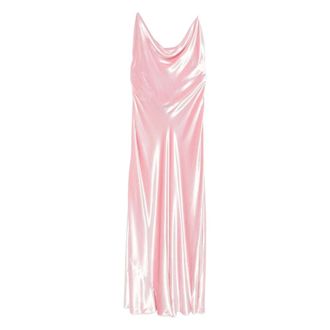 Alberta Ferretti Pink Cowl Neck Sleeveless Dress