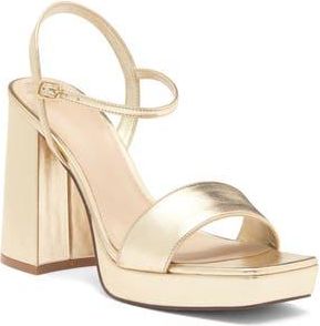 Open Edit Noella Ankle Strap Platform Sandal in Gold Metallic at Nordstrom Rack, Size 11