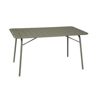 Sweeek Mesa de jard&iacute;n bistr&oacute; de acero plegable, 6 plazas, 140cm, verde kaki