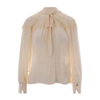 Patrizia Pepe Patrizia Pepe, Blouses, female, Beige, Size: XS Tie-neck Blouse