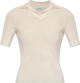 Burberry Rain Poloshirt - Dames - Cashmere truien - Beige - M - Kasjmier - Truien & Vesten