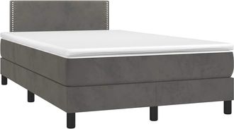 vidaXL Vidaxl - Cama Box Spring Colch&oacute;n Y Led Terciopelo Gris Oscuro 120x190 Cm