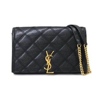 Saint Laurent Black Leather Chain/Shoulder Wallet (Pre-Owned)