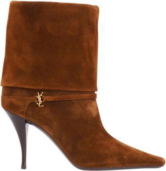 Saint Laurent Cachemire Bootie Niki 90 Stijl - Dames - Laarzen met Hak - Bruin - 40 EU - Schoenen