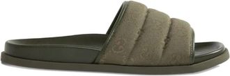 Gucci Groene Monogram Canvas Gewatteerde Sandalen - Heren - Sandalen - Groen - 43 EU - Schoenen