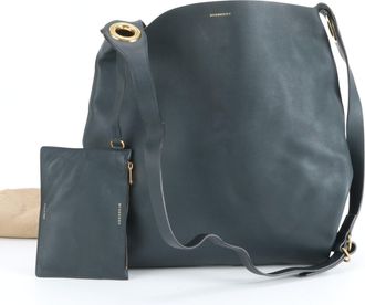 Burberry Dark Green Leather Handbag Shoulder Bag Tote Bag (Pre-Owned)