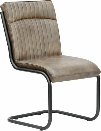 Massivmoebel24 iron label 04 Sedia cantilever in vera pelle - grigia 52x62x89