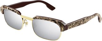 Gucci Rechthoekige Zonnebril - Heren - Zonnebrillen - Bruin - 52 MM - Nylon - Accessoires