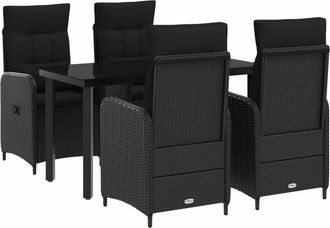vidaXL Conjunto De Comedor De Jard&iacute;n 5 Uds. Negro Rat&aacute;n Sint&eacute;tico Vidaxl
