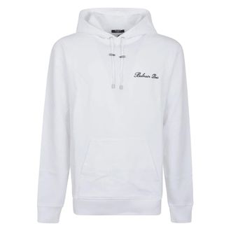 Balmain Hoodies, male, White, Size: XS White Sweatshirt Casual Hooded Aw25