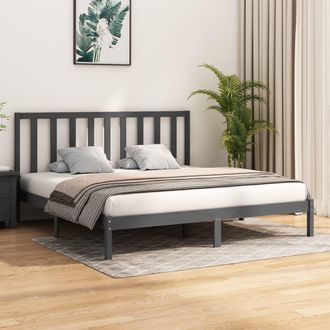 vidaXL Vidaxl - Estructura De Cama Sin Colch&oacute;n Madera De Pino Gris 200x200 Cm