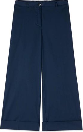 Oltre Katoenmix Cropped Broek - Dames - Wijde Broeken - Blauw - S - Katoen - Broeken