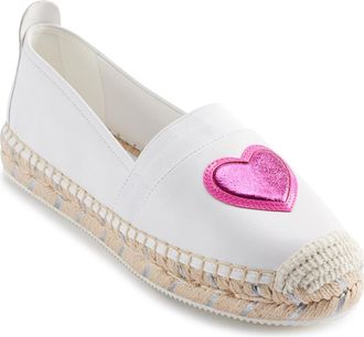 Karl Lagerfeld Manika Heart Appliqué Espadrille in Bright White at Nordstrom, Size 6.5