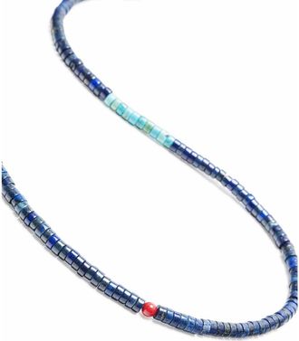 Nialaya Natural Stone Heishi Beaded Necklace in Lapis /Turquoise /Tiger Eye at Nordstrom