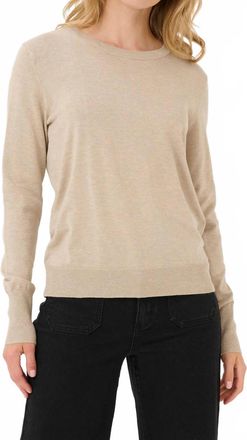 Kaffe Kalizza Round Neck Regular Fit Pullover Sweater In Feather Gray Melange