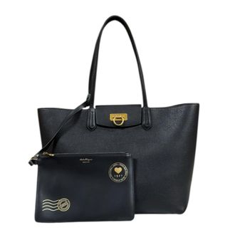 Ferragamo Black Leather Pouch Tote Bag (Pre-Owned)