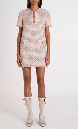 Valentino Garavani Embroidered Ribbon Tweed Shift Dress in Pink Multi at Nordstrom, Size 12 Us