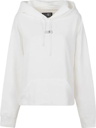 Maison Margiela Hoodies & sweatvesten, Dames, Wit, M, Katoen, Boxy Cropped Hoodie