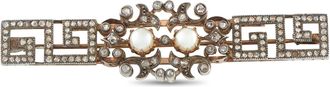 Luxury Bazaar Antique 14K Rose Gold and Silver-Topped 1.50ct Rose-Cut Diamond Pearl Brooch MF12-091426