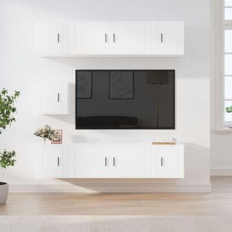vidaXL Vidaxl - Set De Muebles Para Tv 7 Piezas Madera Contrachapada Blanco