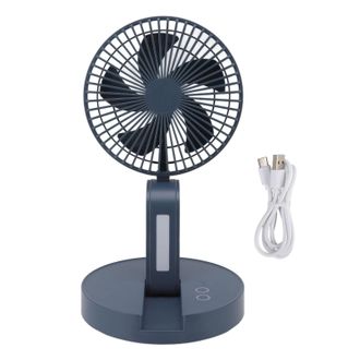 OEM Ventilador De Escritorio Plegable De 3 Velocidades, Recargable Por Usb, Sin Perforaciones, El&eacute;ctrico, Oscilante, Para El Hogar Y La Oficina, Color Azu