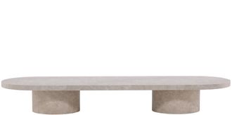 VE DESIGN Grosser, ovaler Design Couchtisch Narvik 190 x 60 cm, Marmoroptik Beige