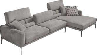 Egoitaliano Ecksofa »Masu, Design trifft sensationellen Sitzkomfort« inkl. 2 Kissenrollen, Rückenelemente manuell verstellbar, Metallfüsse