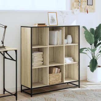 Berkfield Home Modern Bookcase Sonoma Oak 97.5x33x107.5 cm Engineered Wood & Metal in Light Brown