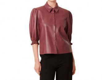 Dolce Cabo Faux Leather Elastic Cuff Top In Currant