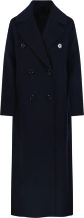 Max Mara Custodi Double-Breasted Coat - Dames - Mantel - Blauw - S - Wol - Jassen