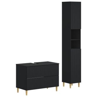 vidaXL Juego De Gabinete De Ba&ntilde;o De 2 Piezas Arnhem Negro Vidaxl
