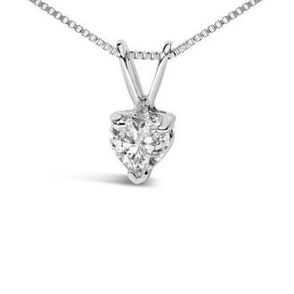 House of Brilliance 14K White Gold 1/4 Cttw 3-Prong Set Heart Shaped Solitaire Lab Grown Diamond 18 Pendant Necklace at Nordstrom