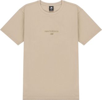 New Balance Logo Embroidered Knit Sports Round Neck Short Sleeve Light Grey T-Shirt AMT21548-PEB