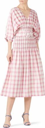 Nicholas Smocked Panel Dress In Pink