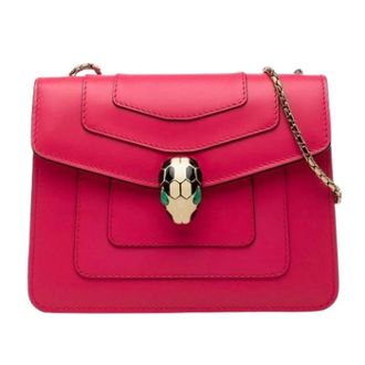 Bulgari Pre-owned Vintage Schoudertas - Dames - Pre-owned - Roze - Maat: ONE Size Leer