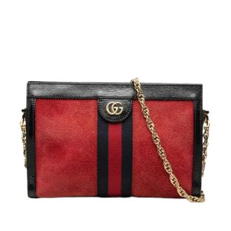 Gucci Pre-owned Cross Body Bags, female, Red, Size: ONE SIZE Pre-owned Suede Crossbody Bag