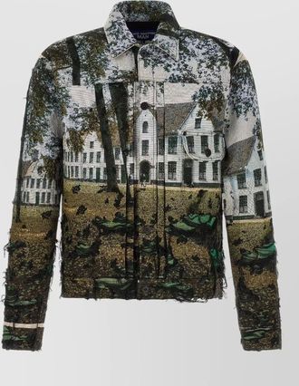 Junya Watanabe collared jacquard jacket graphic print pockets
