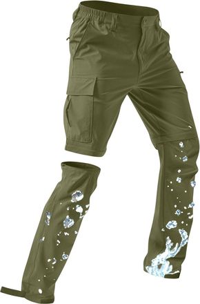 Generic Mens Hiking Walking Trousers Waterproof Quick-Dry Cargo Trousers with 5 Deep Pockets Outdoor Lightweight Zip-Off Combat Pants Travelling Trekking Fish
