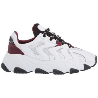 Ash Extreme Leather Textile Womens Low Top Trainers - White Black Bordeaux - Size:UK 3
