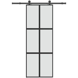 vidaXL Puerta Corredera Set Herrajes Vidrio Templado Aluminio 76x205cm Vidaxl