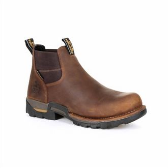 Georgia Boot Mens Eagle One Safety Toe Chelsea Boot In Brown
