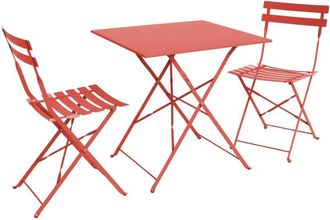 Sweeek 2-seater folding metal bistro garden table, 70x70cm, Emilia, Terracotta, 70x70x71 cm