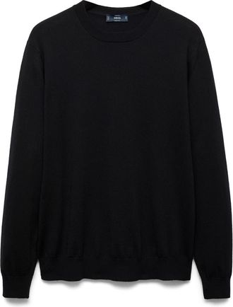 Mango Crewneck Wool Sweater in Black at Nordstrom, Size Medium