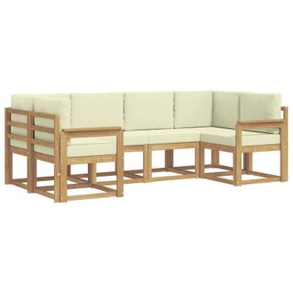 vidaXL Conjunto De Sof&aacute;s De Exterior Con Coj&iacute;n 6 Pcs Blanco Y Crema Vidaxl
