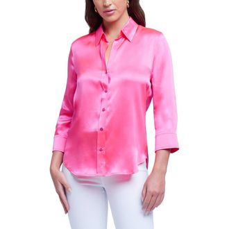 L'agence Dani Silk Charmeuse Blouse in Ros at Nordstrom, Size Small